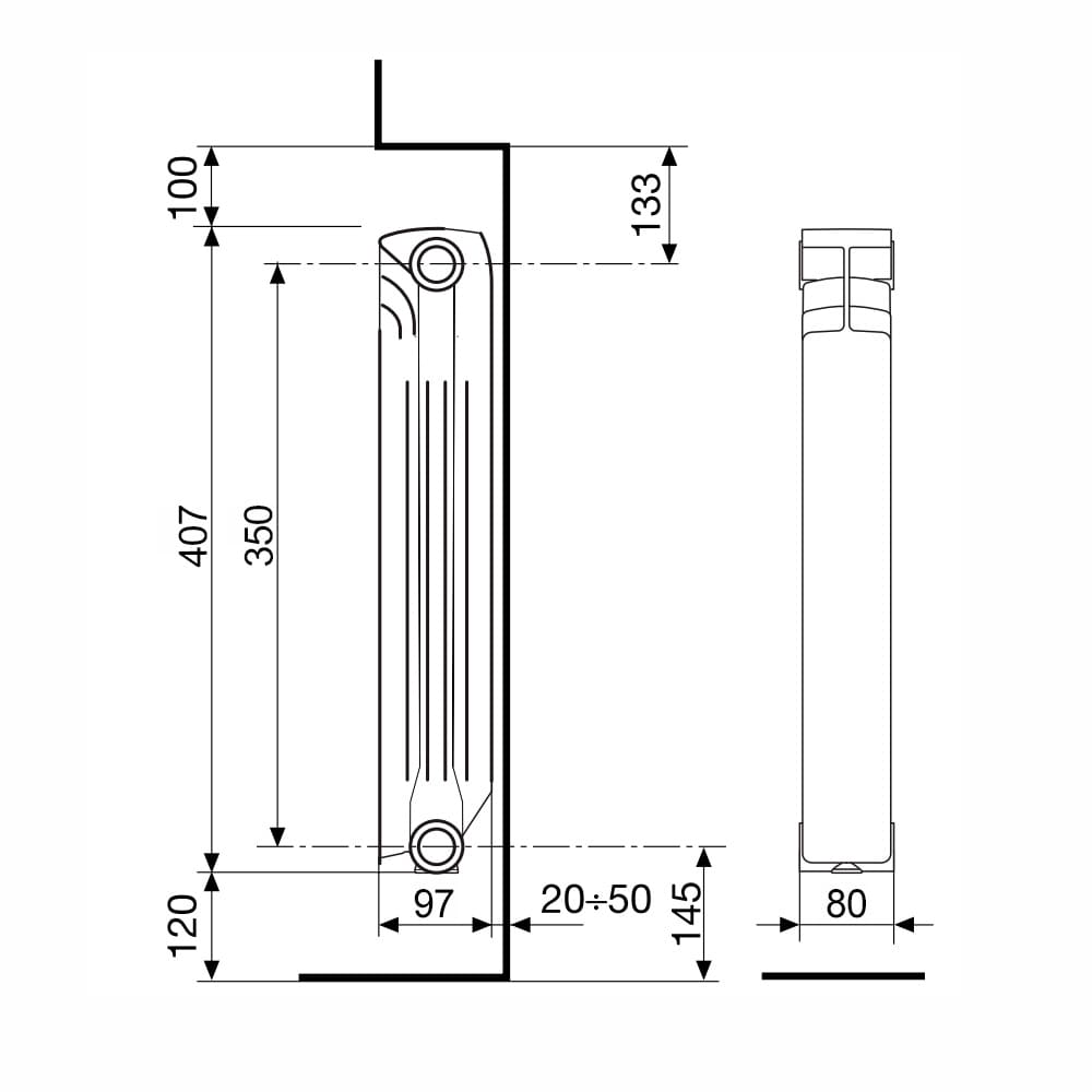 Радиатор алюминиевый Nova Florida BIG B4 350/100 WHITE