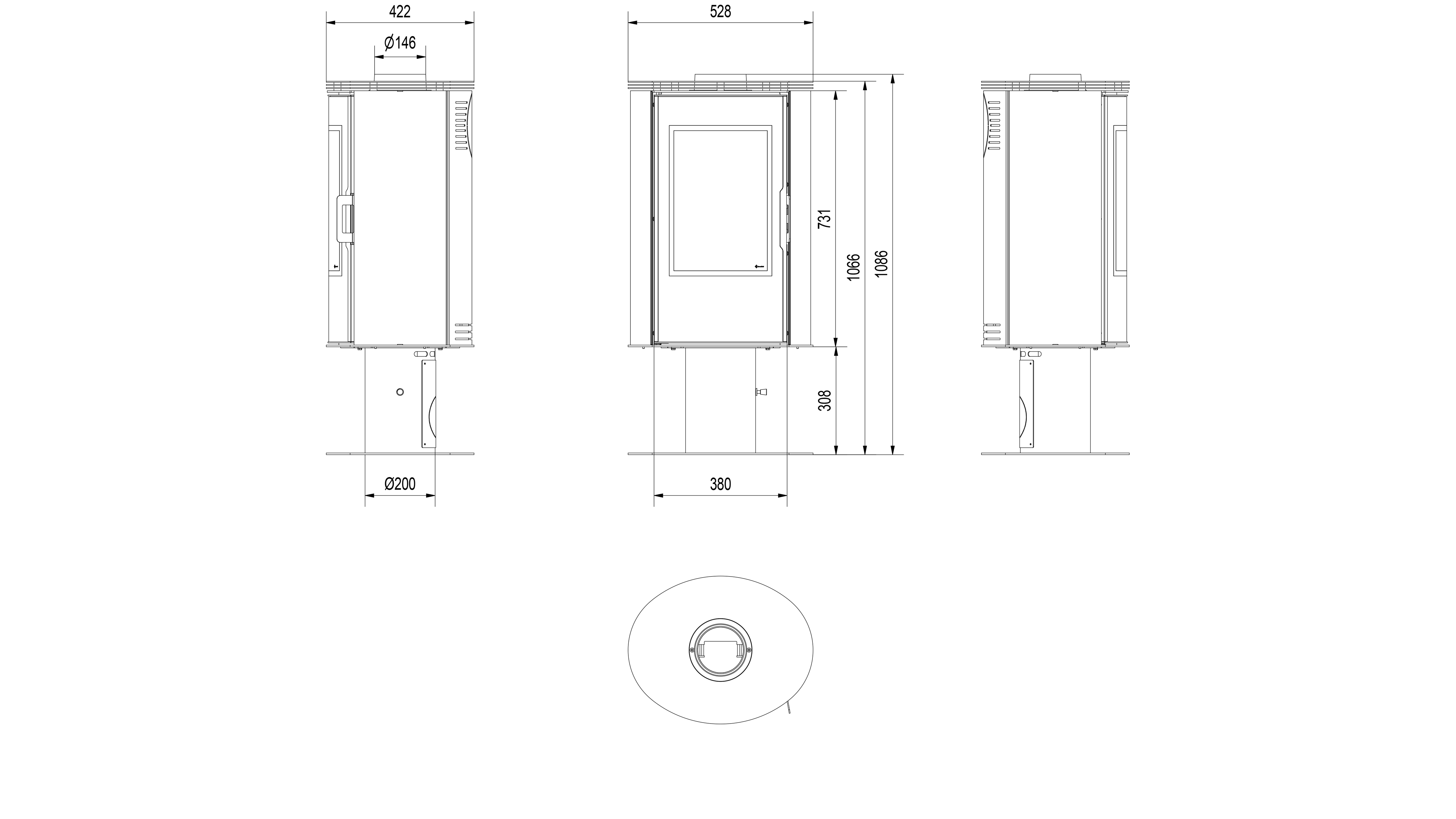 Печь-камин Kratki KOZA AB S/N/DR GLASS